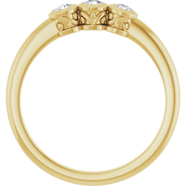 14K Yellow 1/5 CTW Diamond Three-Stone Bezel-Set Ring     